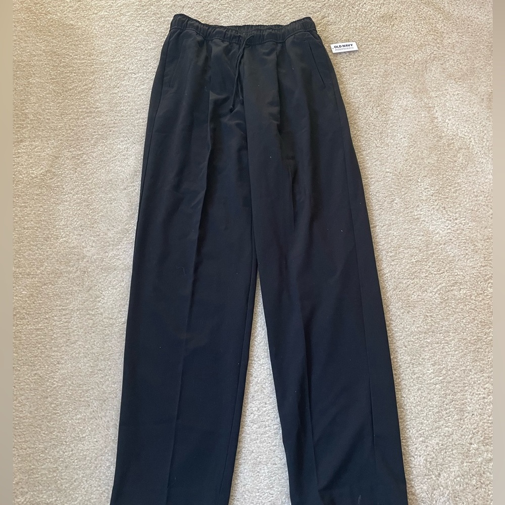 Old Navy Black Hi Rise straight cotton pants m. Size S, tall length